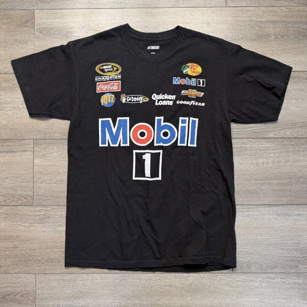 Tony Stewart Number 14 NASCAR T-Shirt Size L Mobil 1 Black